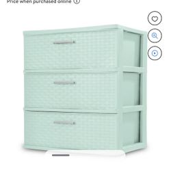 Sterilite 3 Drawer Wide Weave Tower Classic Mint Or Gray 