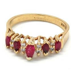 Ladies Ruby/Diamond Birthstone Ring