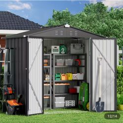 New 4x6 Ft Large Metal Storage Shed—-grey