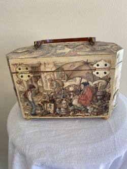Vintage Rare Purse, 3 D Wooden Decoupage Box