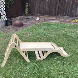 Wooden Climbing Set (Pikler Triangle + Ramp/Slide) – Montessori Toddler Gym