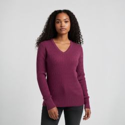 Cielo Burgundy Cable Knit Sweater Womens Soft Stretch Pullover Size L  