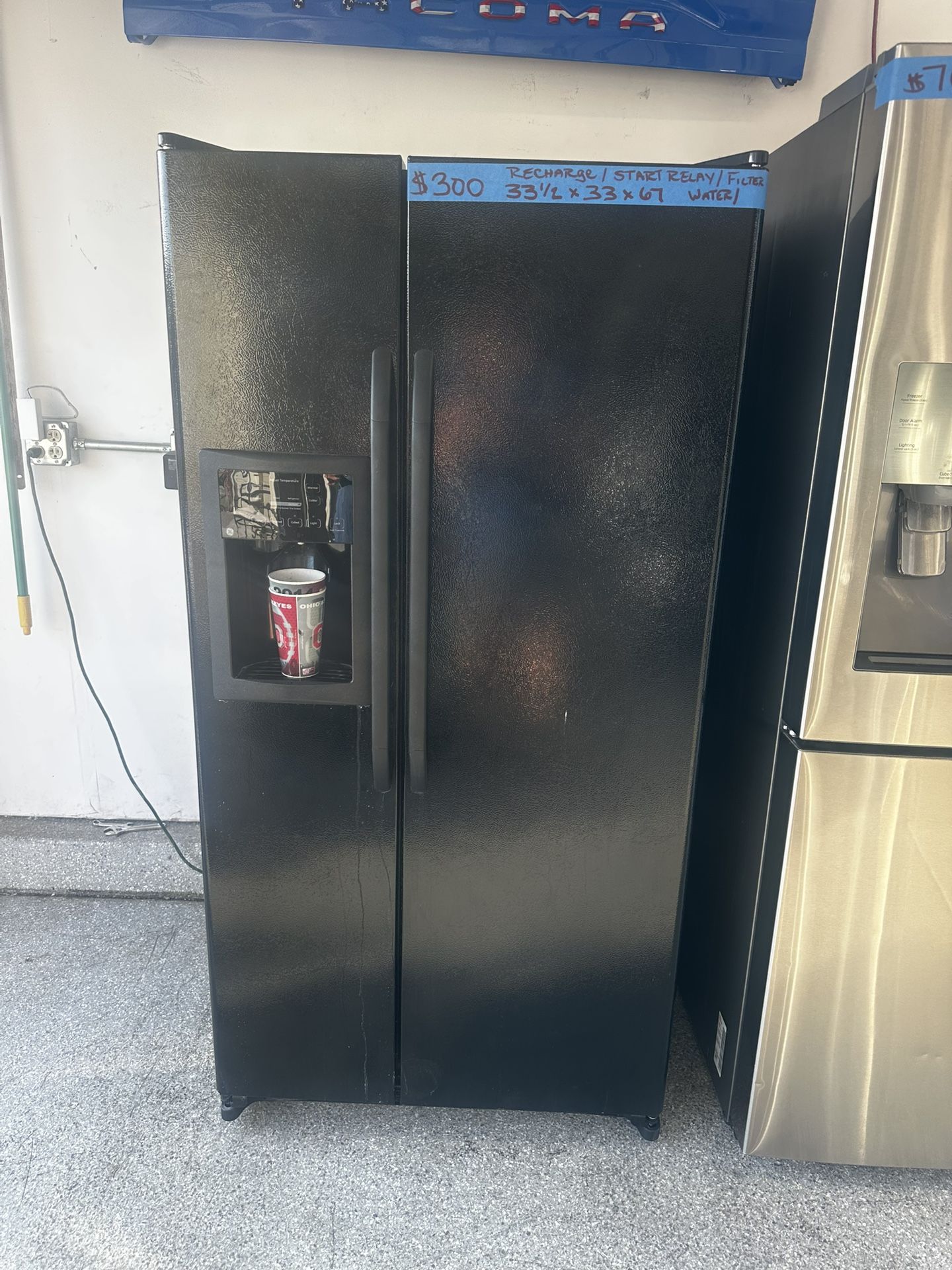 Black Ge Side-By-Side Refrigerator
