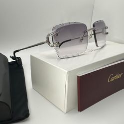 Cartier Big C Platinum/Gray Diamond Cut VVS Moissanite Wire Buffs Glasses