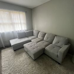 Grey Couch & Ottoman For Sale (8’x7’)