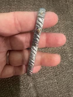 Vintage Style Silver Gold Tone Stretch Expansion Bracelet Textured Wave Links