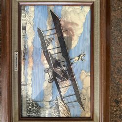 Vintage Franklin Mint 1976 SILVERSCENE BiPlane Picture "Barnstorming"