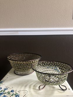 Vintage Decorative Bead and Wire Bowl Set