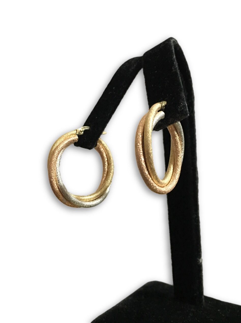 14k tricolor hoops