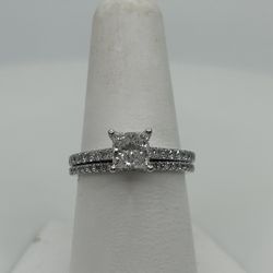 10K White Gold Wedding Set Lab Grown Diamonds Sz8