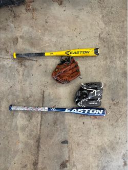 Baseball bat and glove