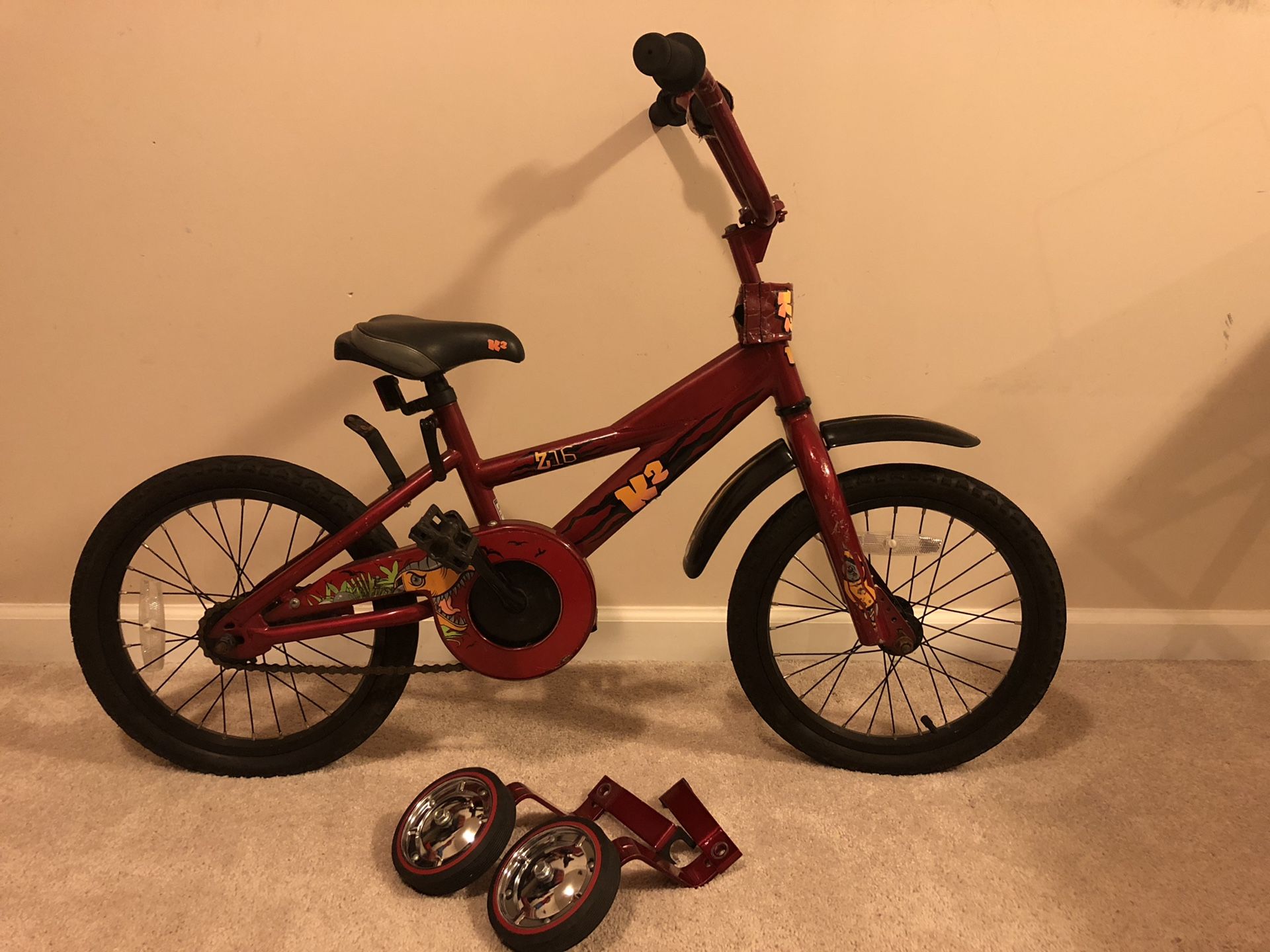Kids 16” bike w/training wheels