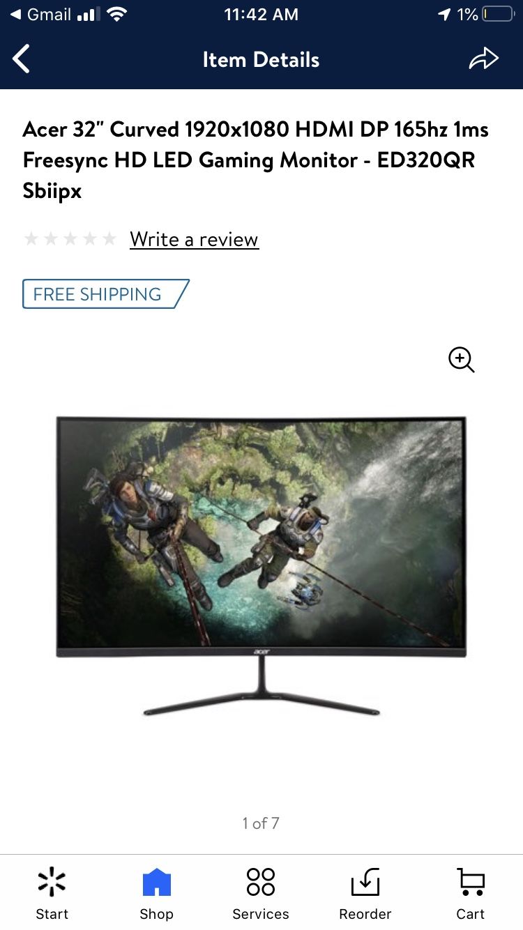 32” Acer Curved Monitor (2 Available)