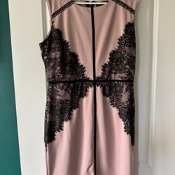 Pink Cocktail Dress With Black Lace