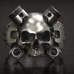Retro Steampunk Mechanical Wrench Silver Skull Biker Ring - Size 12