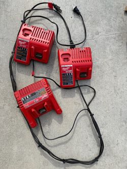 - (3) Milwaukee M12 and M18 multi-voltage lithium-ion battery chargers