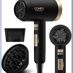 Hair Dryer, CONFU Blow Dryer with Diffuser, 21000PRM Professional Hairdryer, Portable Lightweight Fast Drying Negative Ionic Blow Dryer, Hair Diffuser