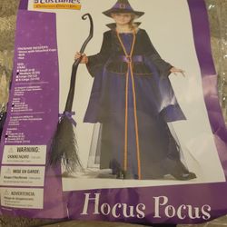 Witch Hocus Pocus Halloween Costume Size 8-10 Year Old With Broom.