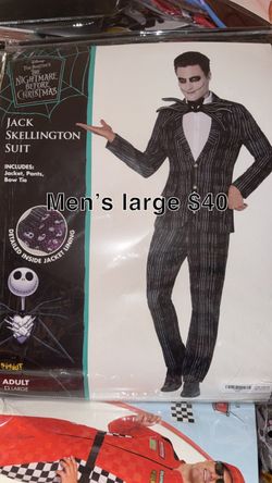 Jack Skellington Suit Costume Men's Large