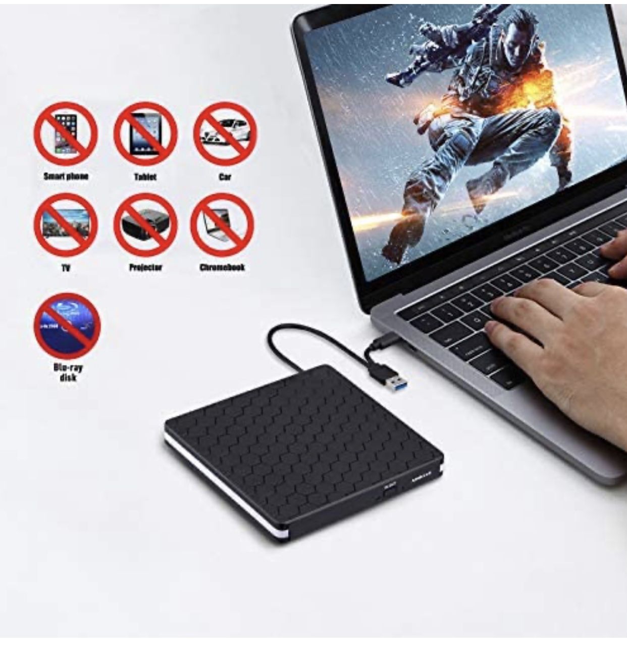 External DVD Drive, Amicool USB 3.0 TypeC CD DVD +/RW Optical Drive