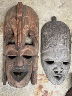 African masks hand crafted wood kenya Ghana