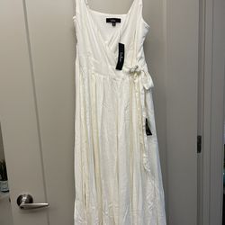 NWT Lulus White Sleeveless Wrap Midi Dress