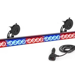 Red And Blue Police Emergency LED Firefighter Cop Strobe Bar lights For Vehicles 6 Block 35 Inch 13 Directional Warning Flash Patterns