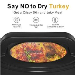  Electric Roaster Oven with Viewing Lid 26-Quart Turkey Roaster Grey 