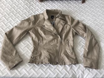 Tan short leather jacket