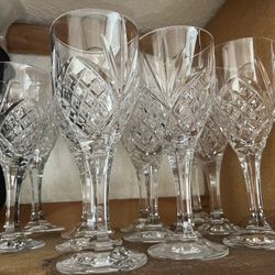 Set of 10 Crystal White Wine Glasses