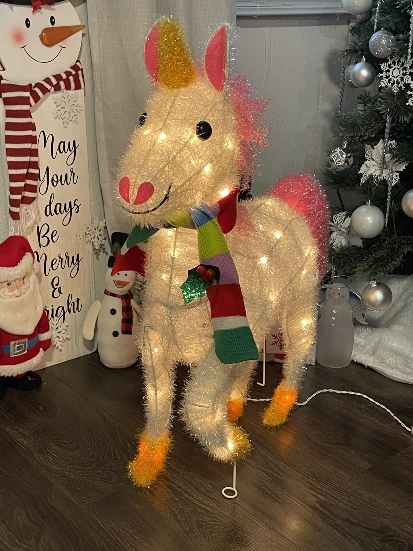 Target Wondershop 29.5" Tinsel Lit Unicorn Outdoor Christmas Yard Decoration