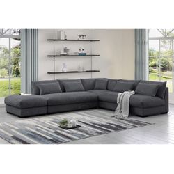 New! Extra Comfortable Sectional Said, Corduroy Sectional, Sectional Sofa, Sectionals, Grey Sectional, Grey Upholstered Sectional, Sofa, Couch