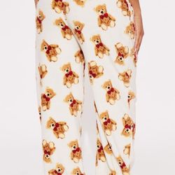 $6 Brand New XS Teddy Cutie Plush PJ Pant - Ivory/combo