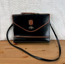 Vintage French Saddle Leather Briefcase Satchel Le Déco Professor Document Bag