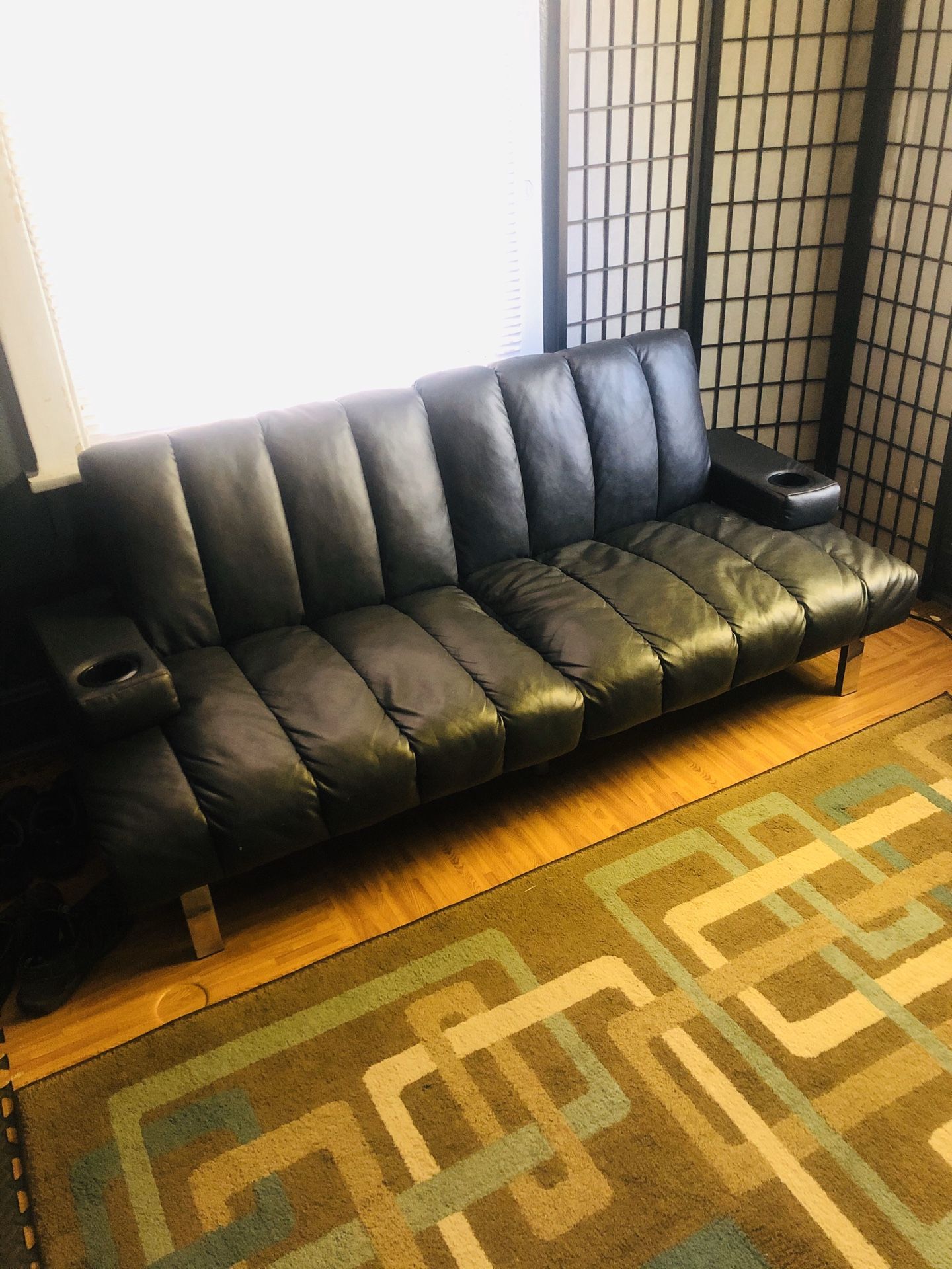 Futon leather adjustable/couch/bed or chair...Will do electronic trades