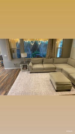 Large Beige Sectional Sofa + Ottoman