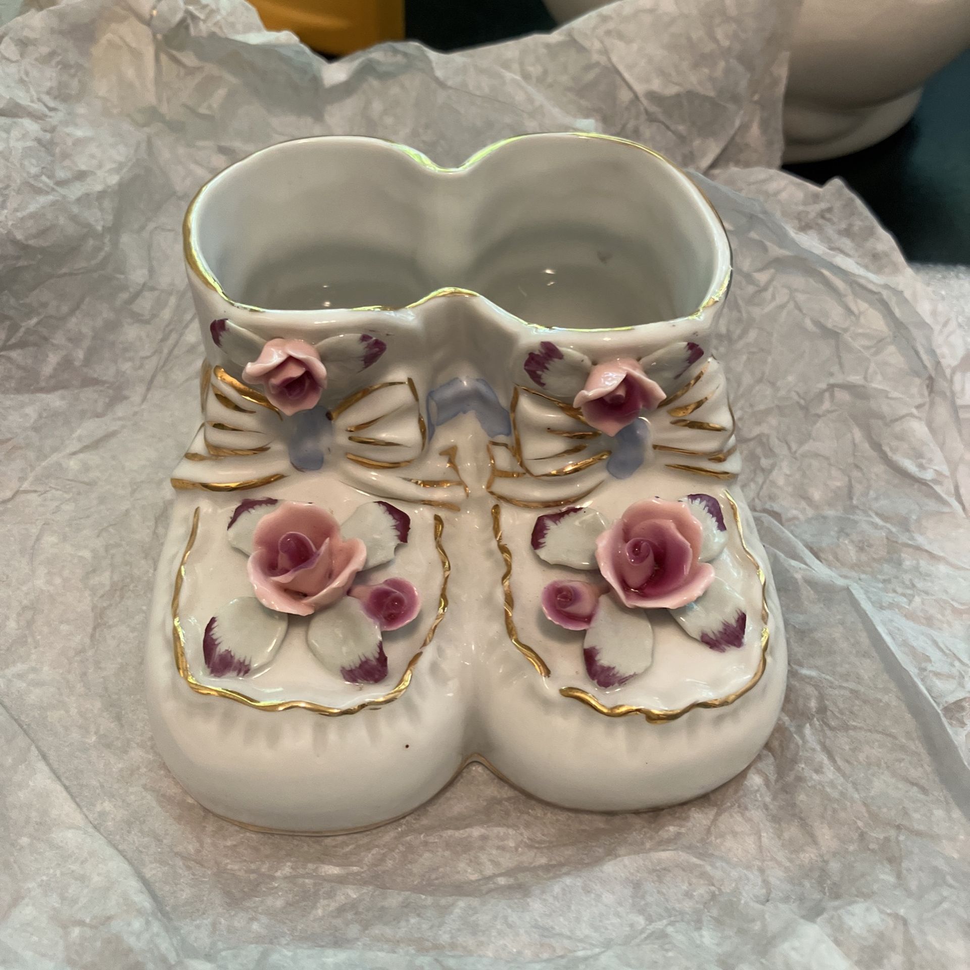 Adorable China Baby Shoe Vase