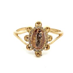 Woman’s Ladies 14k Tricolor Rose White Yellow Gold CZ Cubic Zirconia Saint St. Jude Ring Size 7 GP3130691