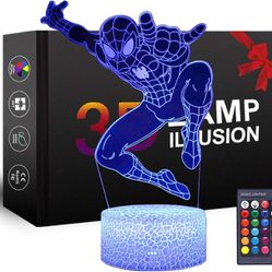 Spiderman 3D Night Light 7 Colors With Remote Control
