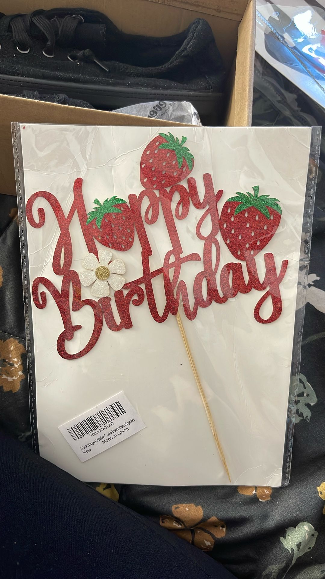 Strawberry birthday cake Topper