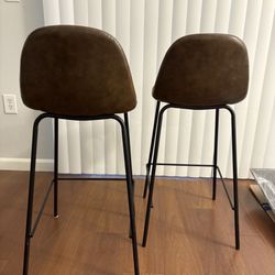 Set of 2 Faux Leather Counter Stools – $50