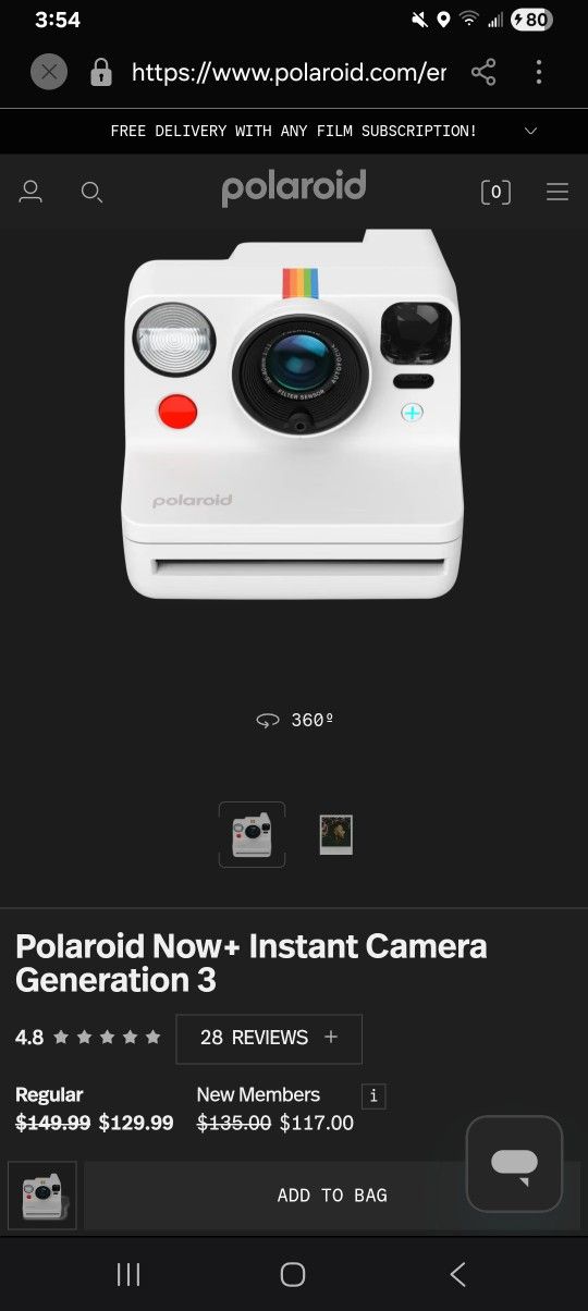 Polaroid Now+ Instant Camera Generation 3 with Film Pack