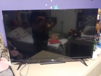 Broken TCL Roku TV - Black With Cables And Remote Control