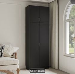 90.6” Tall Black 4-Door Storage Cabinet