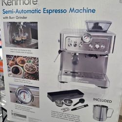 Kenmore Espresso Machine With Grinder & Milk Frother, Stainless Steel