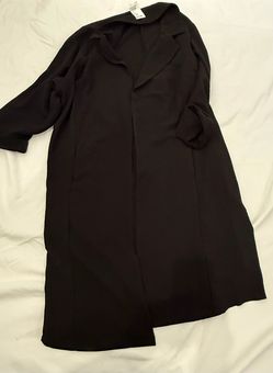 Black Open-Front Long Cardigan Duster