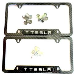2PCS Carbon Fiber  License Plate Frame Cover Holder-aluminum.