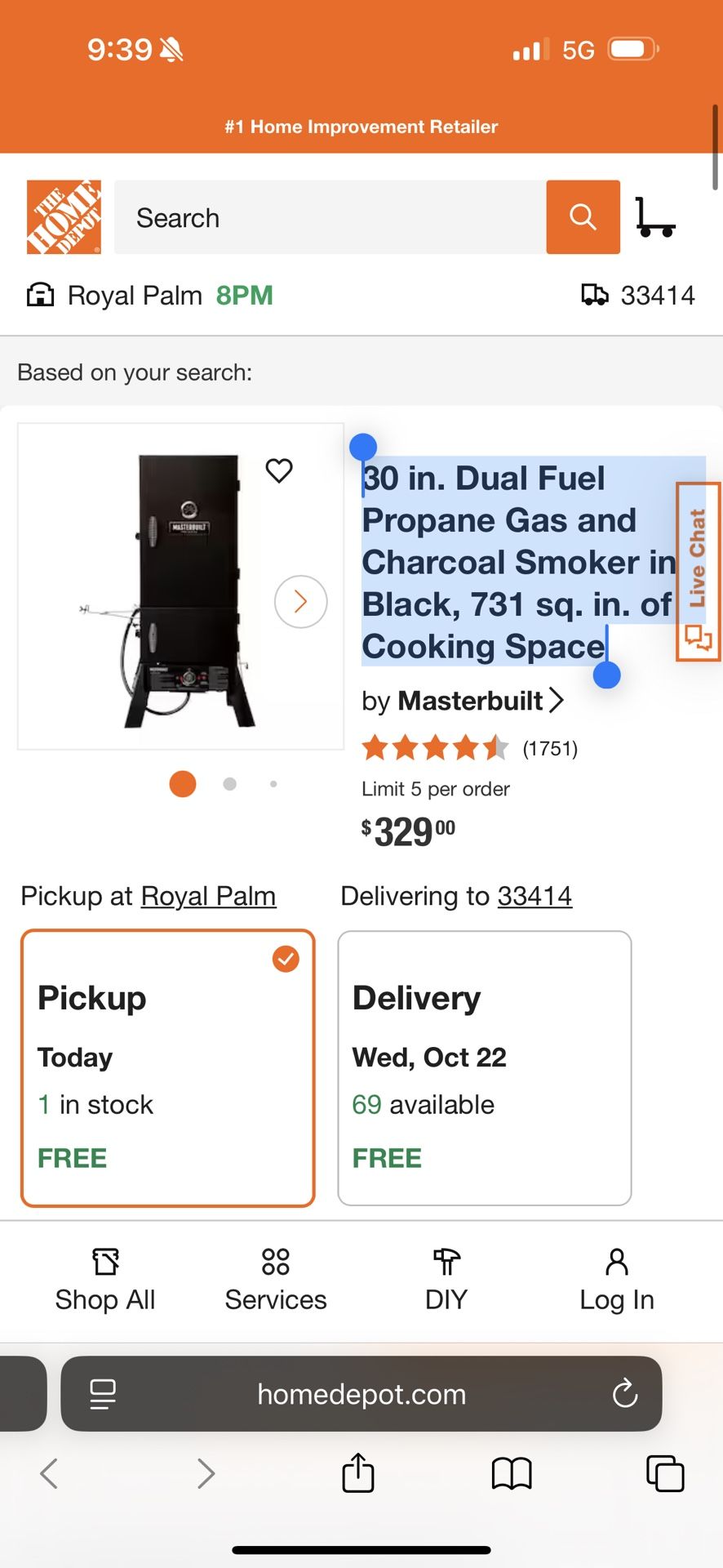 Master built 30 in. Dual Fuel Propane Gas and Charcoal Smoker in Black, 731 sq. in. of Cooking Space