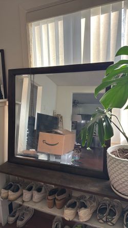 Wooden framed big mirror
