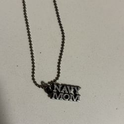 New Navy Mom Metal Necklace